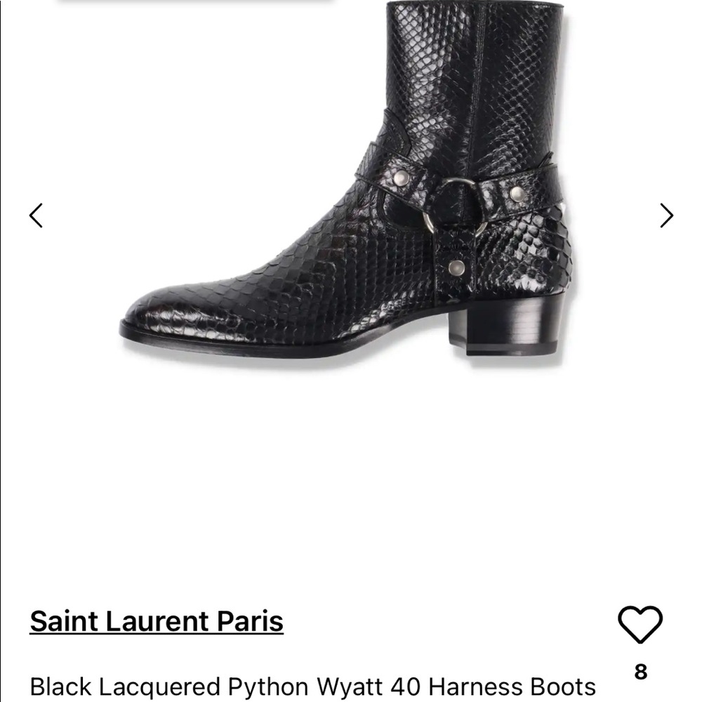 Saint Laurent Black Laquered Python Women’s Boot size 37.  (Fits like a 7.5)